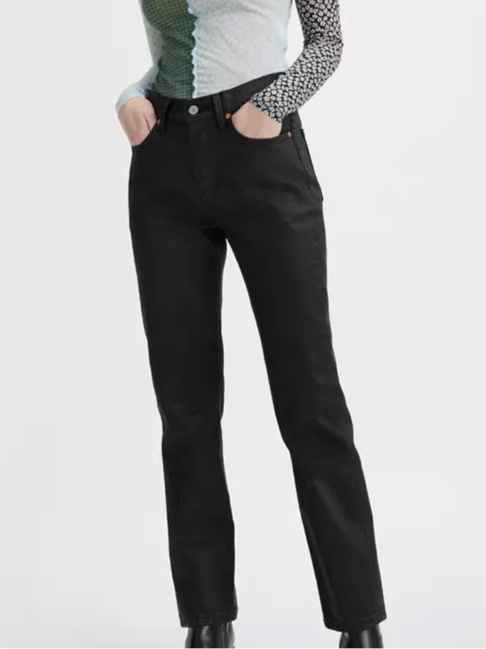 Levi's Wax Coated 501 Straight Black Women's Jeans 28 Minimalist